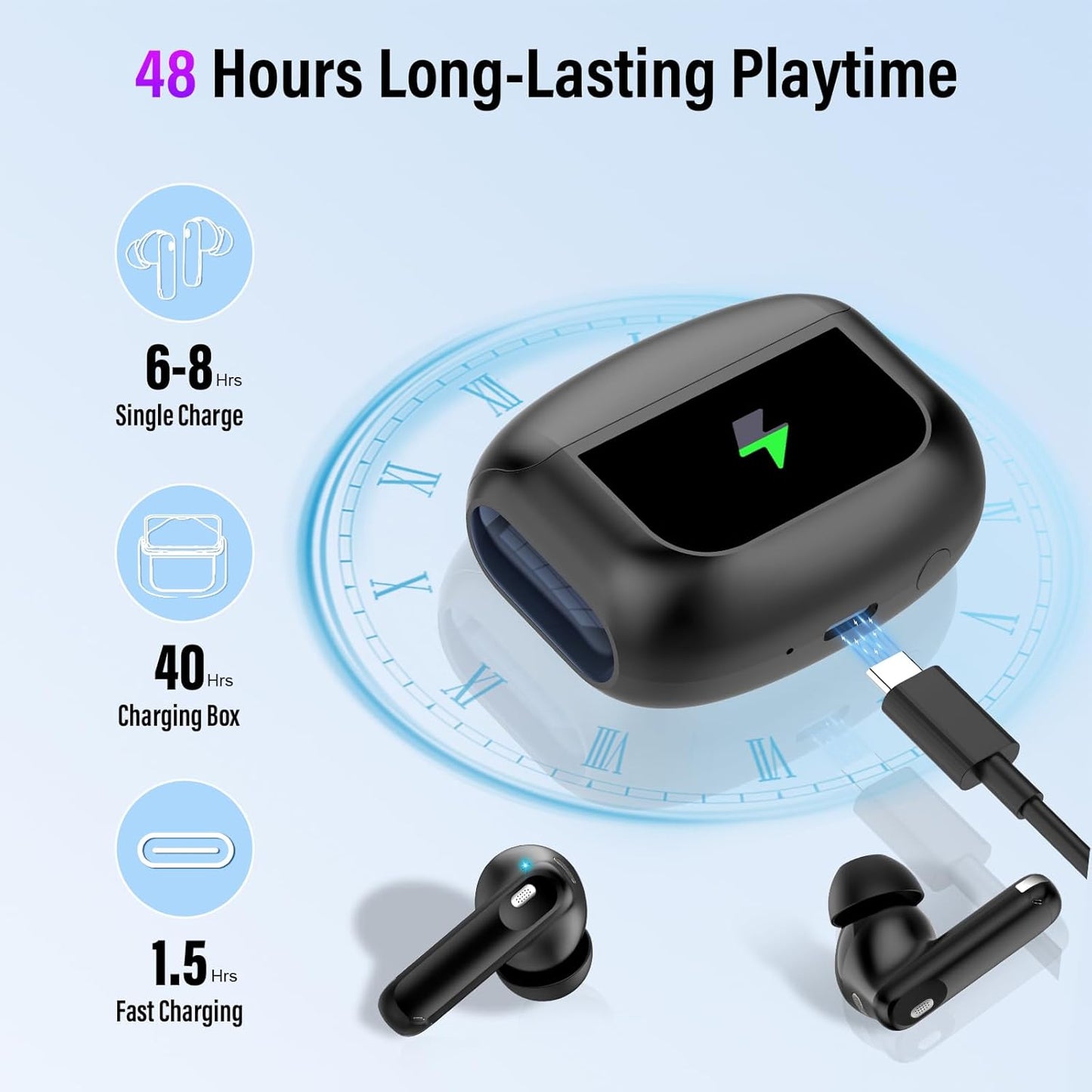 Wireless Bluetooth 5.4 Earbuds with Noise Cancelling
