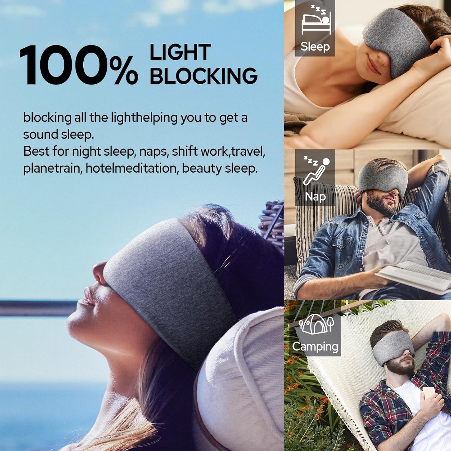 Noise-Canceling Sleep Mask (Grey)