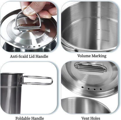 Foldable Stainless Steel Camping Cups with Lids (2–4 Pcs Set)