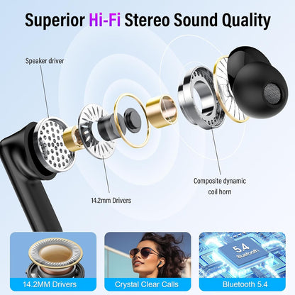 Wireless Bluetooth 5.4 Earbuds with Noise Cancelling