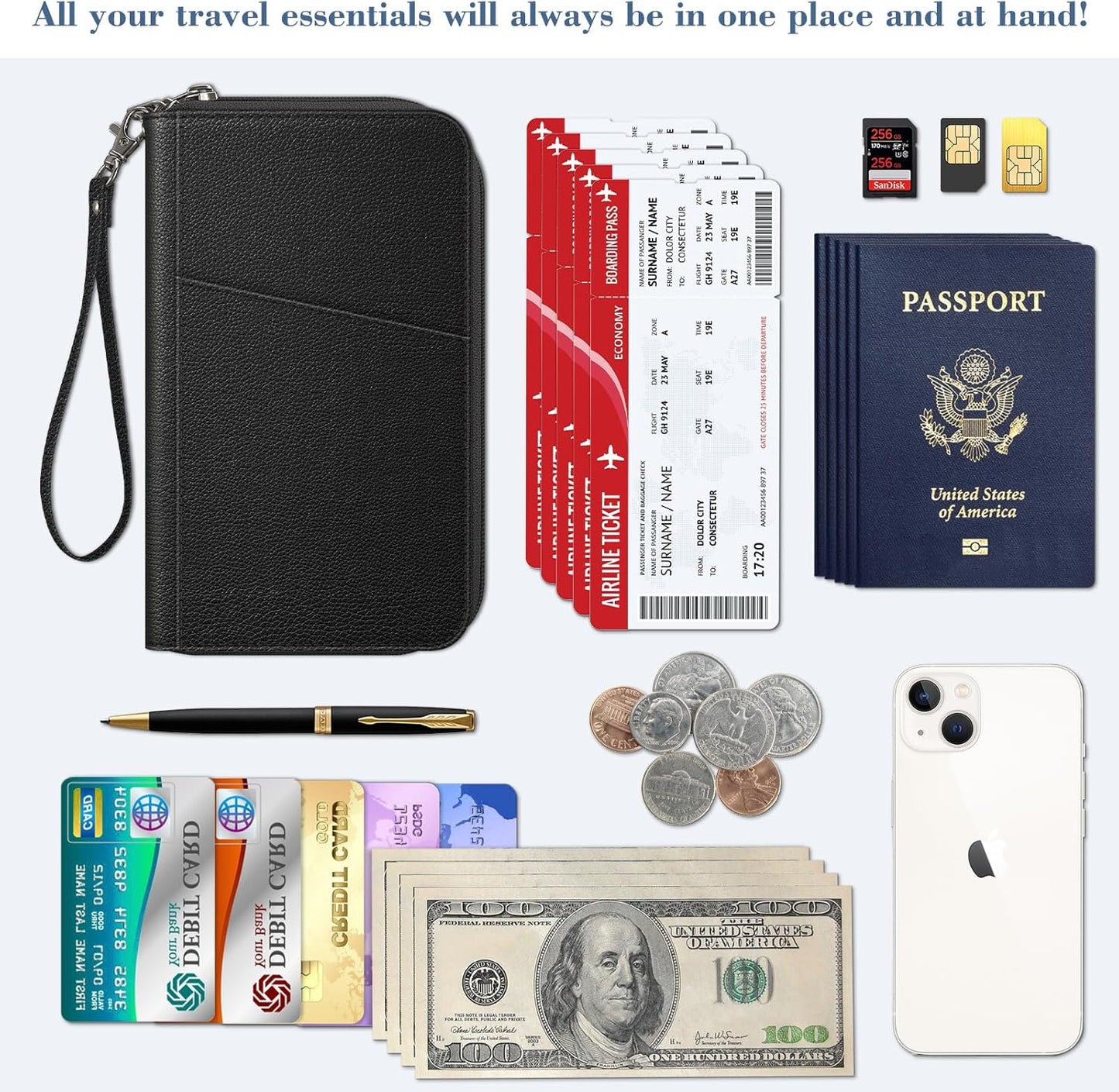 RFID Blocking Family Passport Wallet