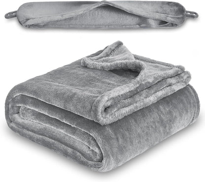 2-in-1 Travel Blanket with Neck Pillow Case (Grey)