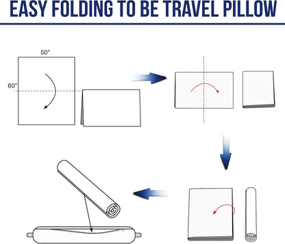 2-in-1 Travel Blanket with Neck Pillow Case (Grey)